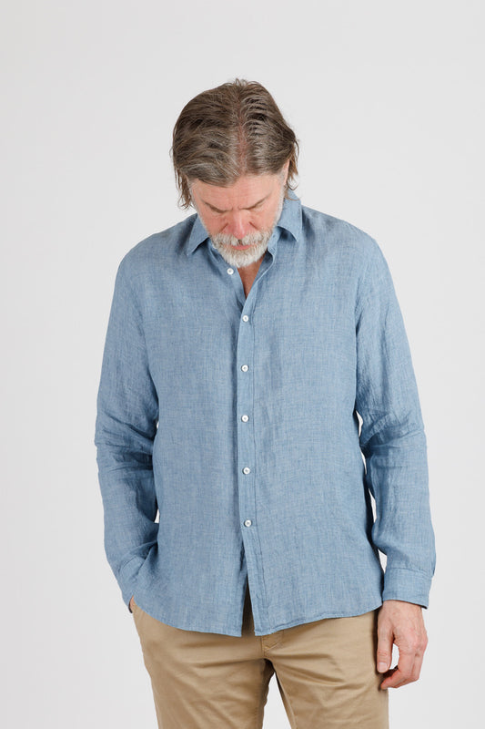 XACUS: Legacy Shirt. Albini Linen Solid/Yarn died