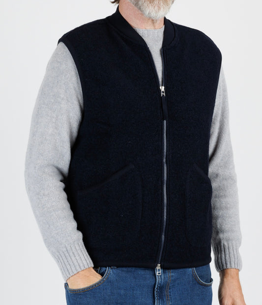 Universal Works: Wool fleece zip waistcoat